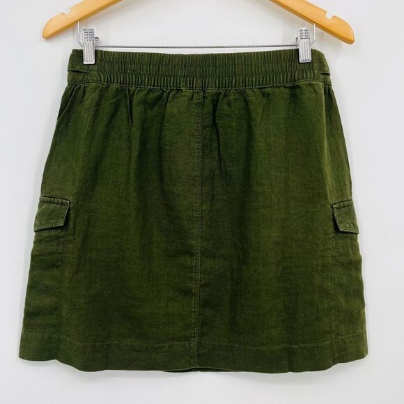 NWOT Athleta Voyager 100% Linen Skirt Essential Cargo Pocket Green, Size 6 - Picture 5 of 10